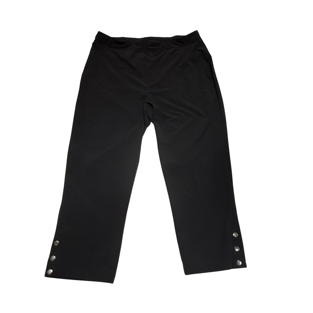 Chico's Black Travelers Crop Pants Snap Hem Size 2‎ US 12 570337811